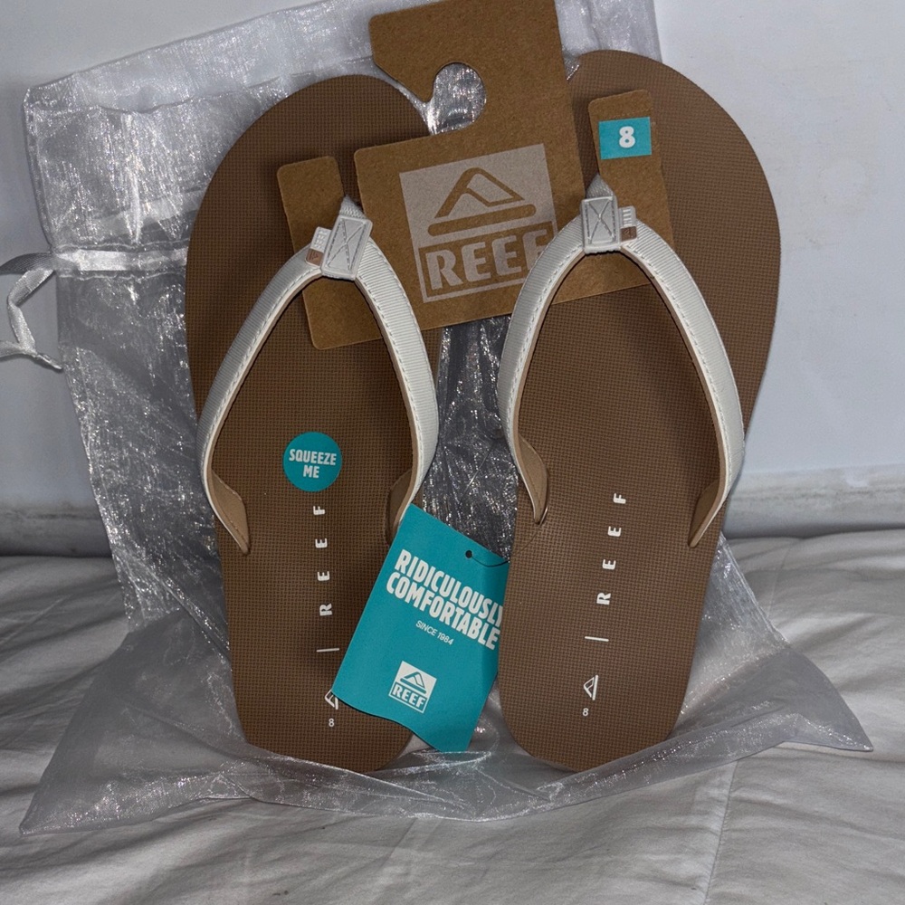 Reef Tan and White Sandals